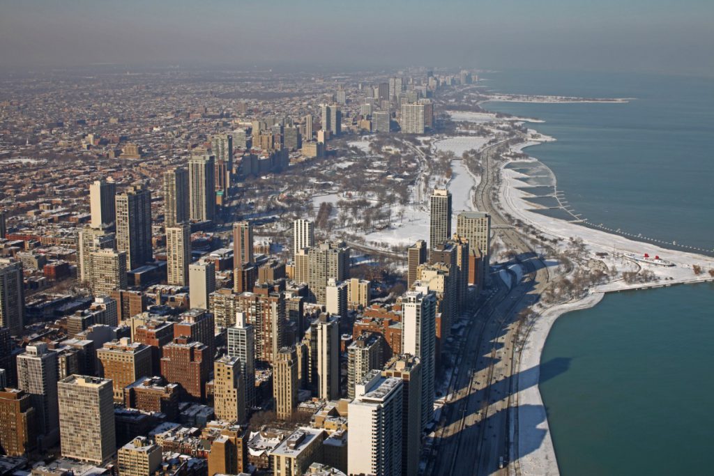 Chicago and Lake Michigan view from the top